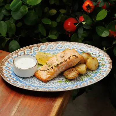 Salmon Steak with Baby Potato